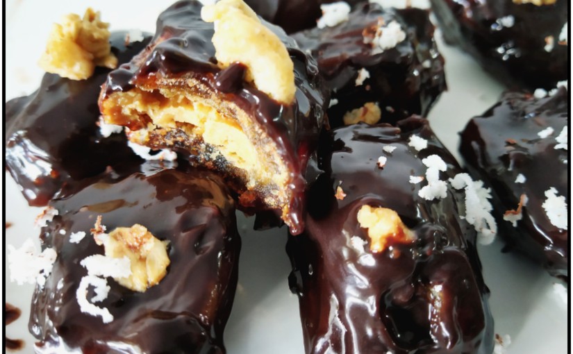 Chocolate Covered Peanut Butter Stuffed Dates